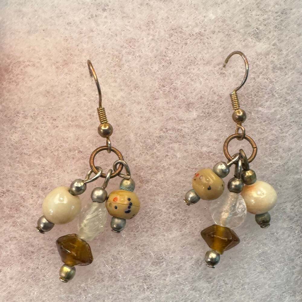 Handmade Multi-Color Beaded Dangle Earrings
